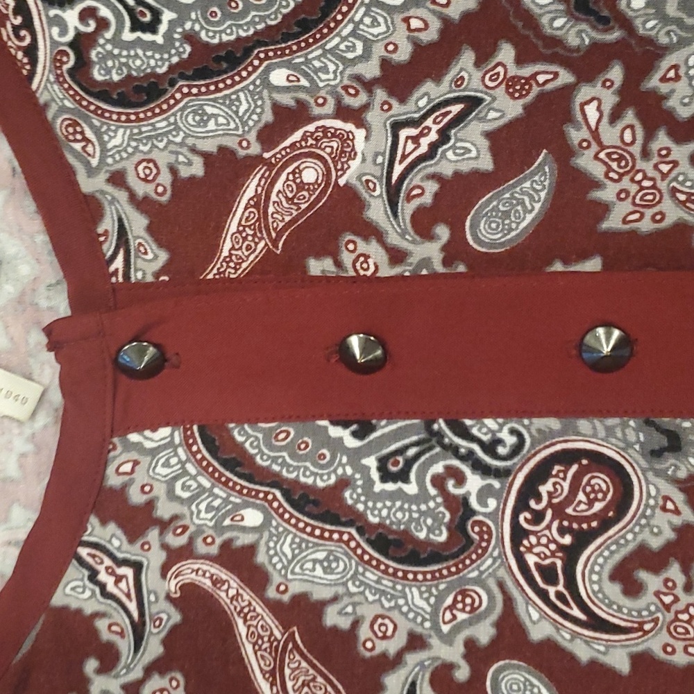 Womens Cato burgundy paisley 3/4 sleeve top size 18/20 - Picture 4 of 7